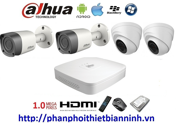 Camera dahua trọn bộ 1.0MP (DVR 4CH Nhựa cao cấp)