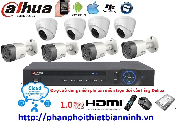 Camera dahua trọn bộ 1.0MP (DVR 8CH Nhựa cao cấp)