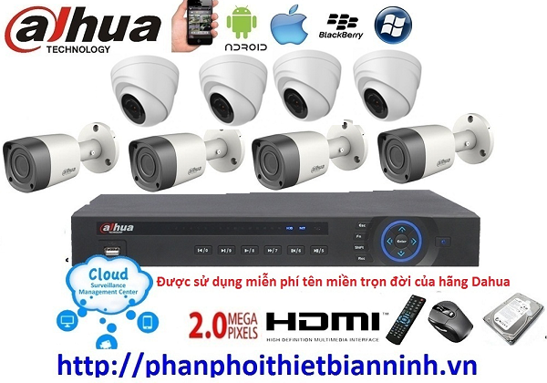 Camera dahua trọn bộ 2.0MP (DVR 8CH kim loại)